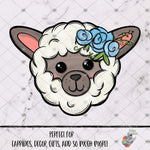 Load image into Gallery viewer, Blue Flowers Sheep Head Design
