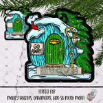 Load image into Gallery viewer, Blue Whimsical Gingerbread House with Tree Design