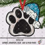 Load image into Gallery viewer, Snowflake Dog Paw with Santa Hat Design