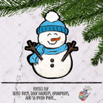 Load image into Gallery viewer, Blue Snowman Sublimation Design