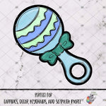 Load image into Gallery viewer, Blue and Green Baby Rattle Design