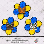 Load image into Gallery viewer, Blue and Yellow Sports Chubby Flower Design Bundle