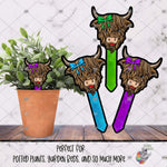 Load image into Gallery viewer, Red Bow Highland Cow Garden Stake Design Bundle
