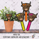 Load image into Gallery viewer, Red Bow Highland Cow Garden Stake Design Bundle