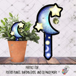 Load image into Gallery viewer, Celestial Moon and Stars Garden Stake Design