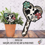 Load image into Gallery viewer, Cow Heart with Flowers Garden Stake Design