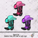 Load image into Gallery viewer, Glitter Diamond Cowboy Boot with Hat Design Bundle