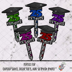 Load image into Gallery viewer, Dark Graduation Cap 25 Garden Stake Design Bundle