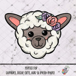 Load image into Gallery viewer, Pink and Purple Flowers Sheep Head Design