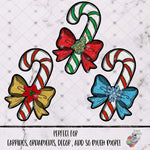 Load image into Gallery viewer, Glitter Bow and Candy Cane Design