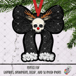 Load image into Gallery viewer, Glitter Reindeer Skeleton Christmas Bow Design