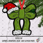 Load image into Gallery viewer, Green Santa Christmas Bow Design
