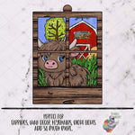 Load image into Gallery viewer, Highland Cow Window Frame Sublimation Design