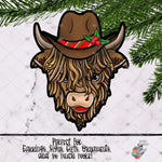 Load image into Gallery viewer, Holly Leaf Cowboy Highland Cow Design