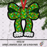 Load image into Gallery viewer, Green Christmas Lights Bow Design