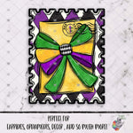 Load image into Gallery viewer, Mardi Gras Coquette Bow Stamp Design