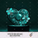 Load image into Gallery viewer, Turquoise Heart Flowers Light Base Design