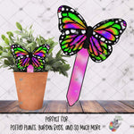 Load image into Gallery viewer, Neon Splash Butterfly Garden Stake Design