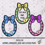Load image into Gallery viewer, Add Your Own Photo Baby Feet Scalloped Oval with Bow Design Bundle