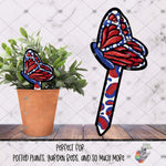 Load image into Gallery viewer, Patriotic Side Butterfly Garden Stake Design