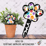 Load image into Gallery viewer, Colorful Dog Paw Garden Stake Design