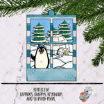 Load image into Gallery viewer, Penguin Window Frame Sublimation Design
