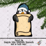 Load image into Gallery viewer, Penguin Santa Scroll Design