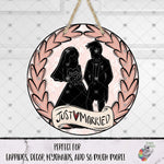 Load image into Gallery viewer, Pink Just Married Round Design