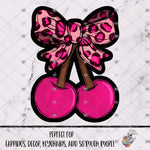 Load image into Gallery viewer, Pink Cherries with Leopard Bow Design