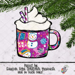 Load image into Gallery viewer, Pink and Purple Snowman Camping Mug Design