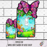 Load image into Gallery viewer, Pink Stained Glass Butterfly Outlet Cover Design