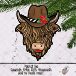 Load image into Gallery viewer, Poinsettia Cowboy Highland Cow Design