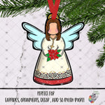 Load image into Gallery viewer, Poinsettia Glitter Red Angel Design