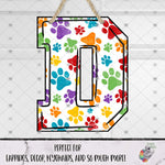 Load image into Gallery viewer, Rainbow Dog Paw Letter D Design