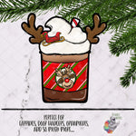Load image into Gallery viewer, Rudolph Reindeer Coffee Sublimation Design