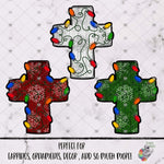 Load image into Gallery viewer, Wooden Snowflake Christmas Lights Cross Design