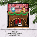 Load image into Gallery viewer, Snowglobe Santa Fireplace Sublimation Design