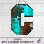 Load image into Gallery viewer, Tooled Turquoise Letter C Design