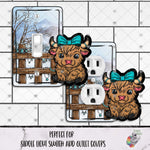 Load image into Gallery viewer, Turquoise Highland Cow Single Outlet and Light Switch Cover Design