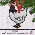 Load image into Gallery viewer, White Christmas Chicken with Sant Hat Design