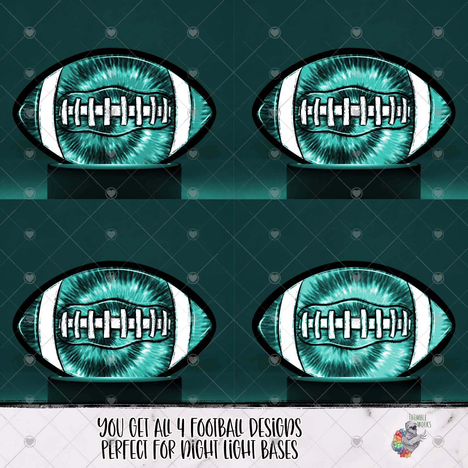 Tie-dye Football Light Base Design Bundle 1