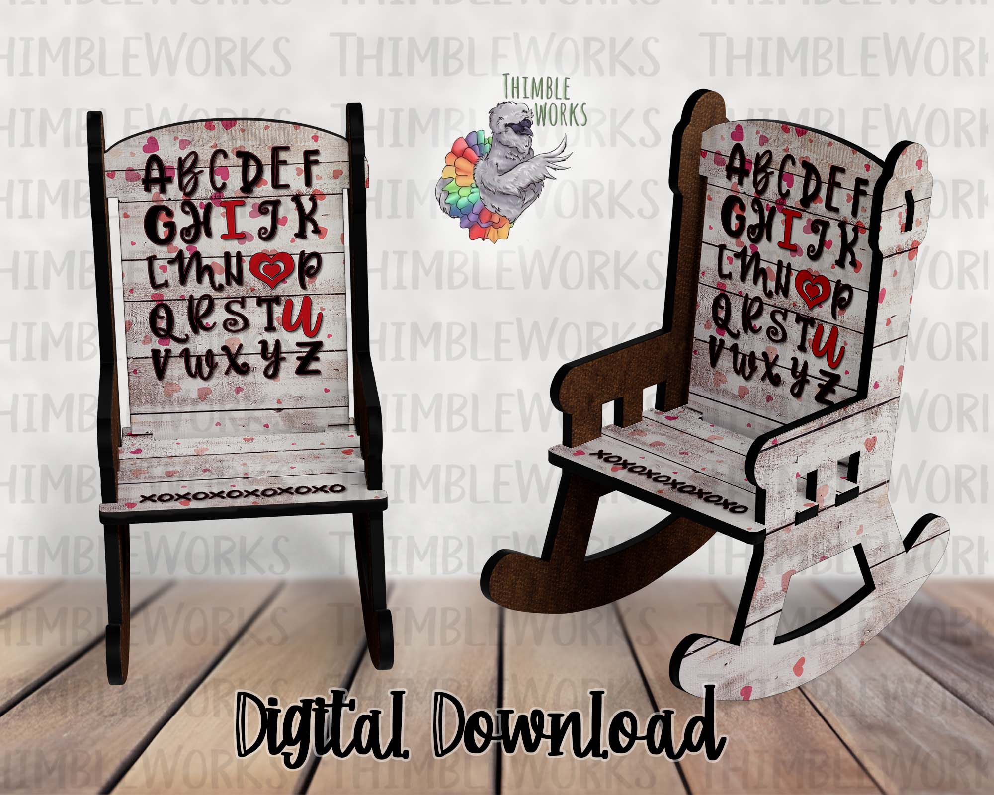 I <3 U Valentine's Rocking Chair Sublimation Design