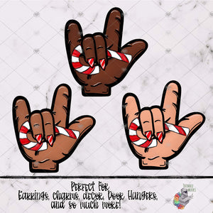 ASL I Love You Candy Cane Hand Design