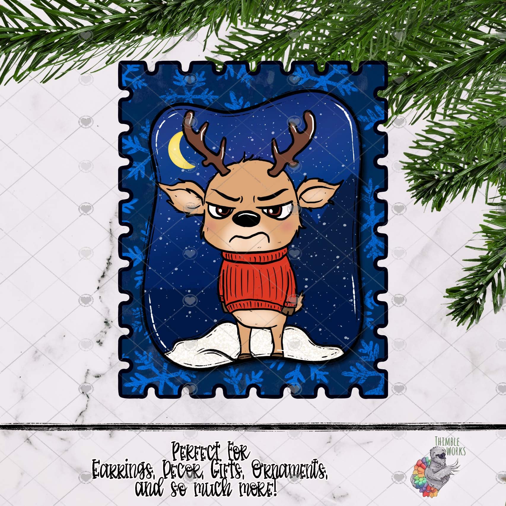 Grumpy Reindeer Stamp Design