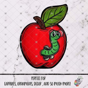 Apple with Worm Design