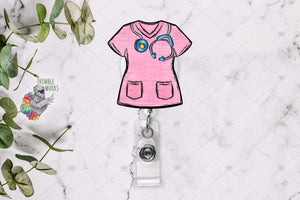 Baby Pink Scrub Top Sublimation Design