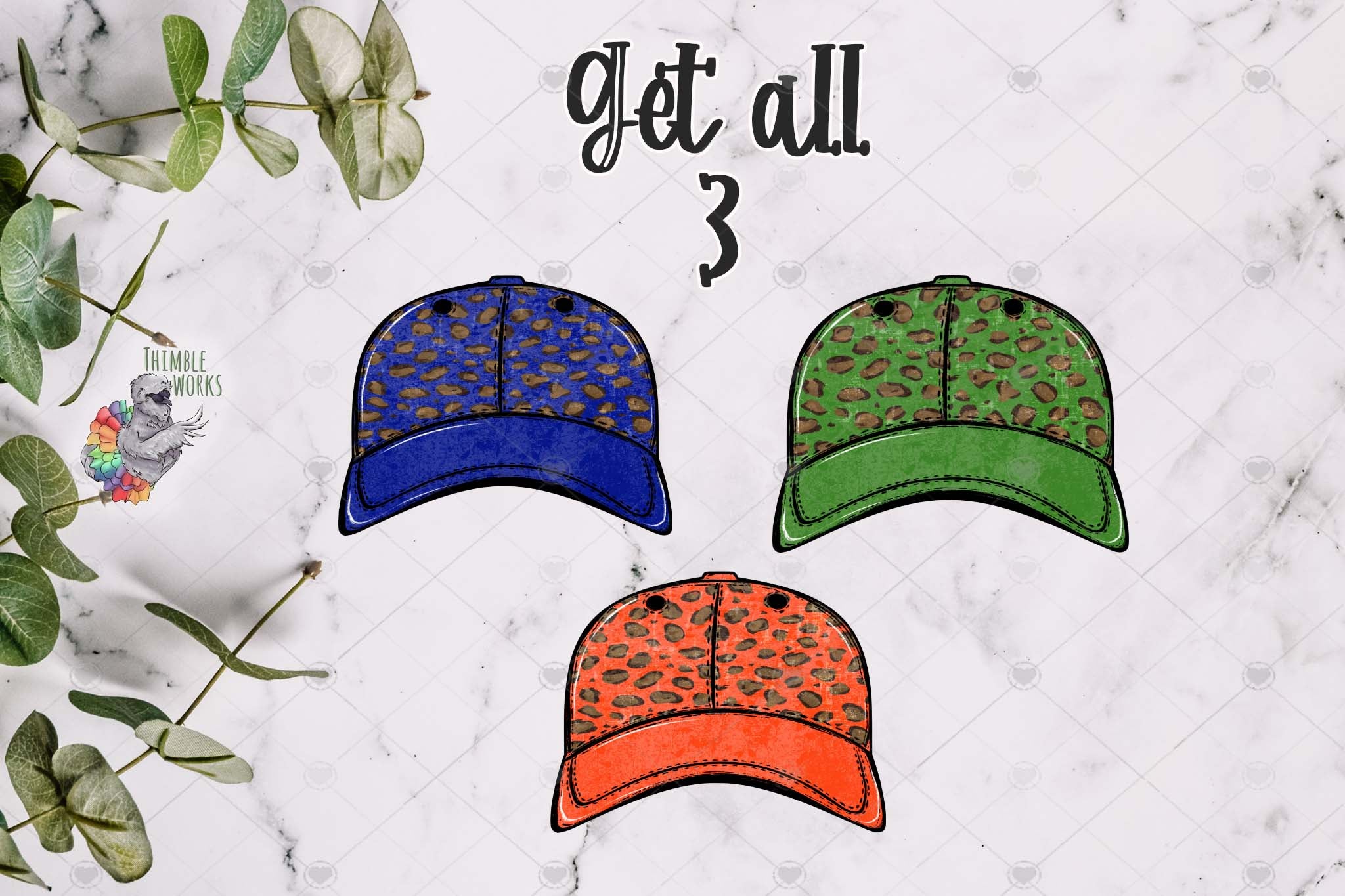 Distressed Leopard Baseball Cap Design Bundle