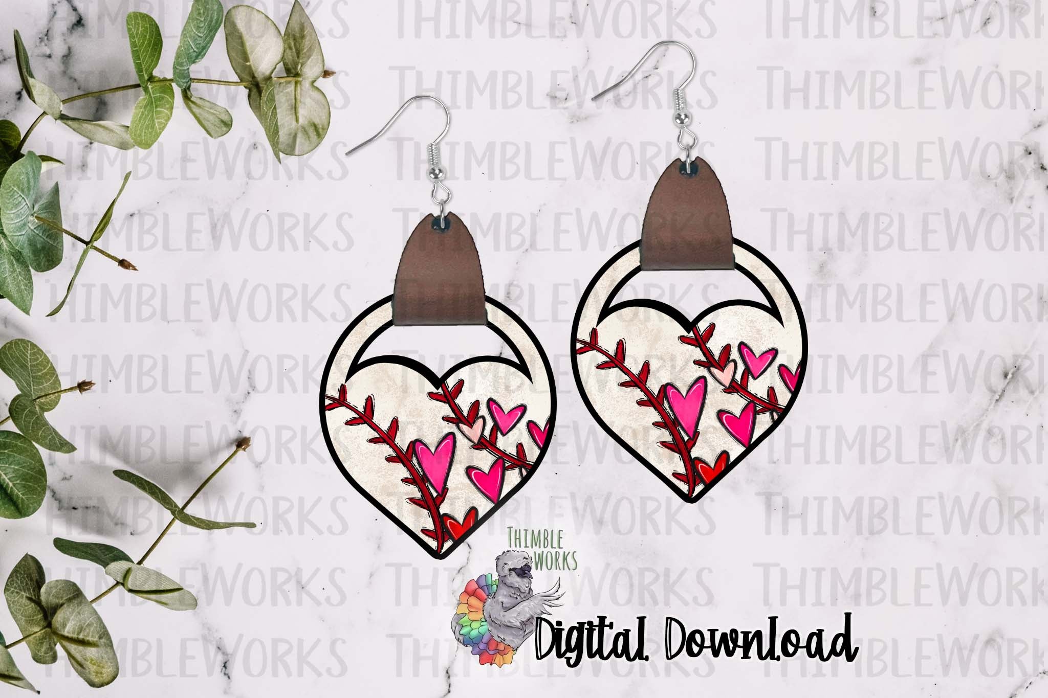 Baseball Heart Leather Earring Sublimation Design