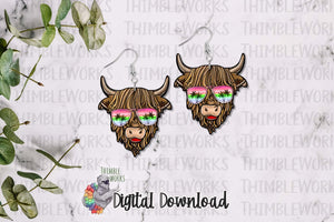 Beach Highland Cow Sublimation Design