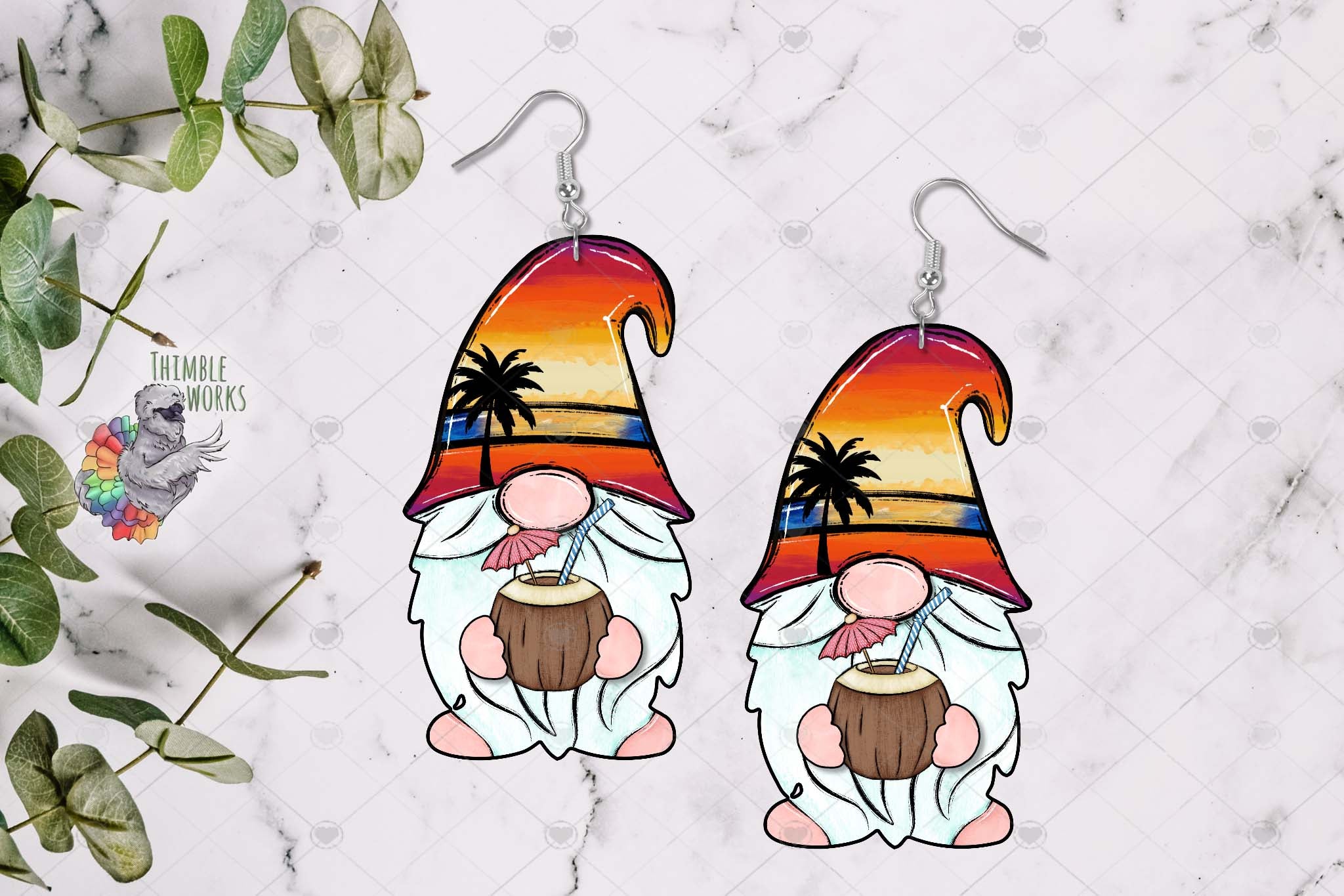 Beach Sunset Gnome Sublimation Design